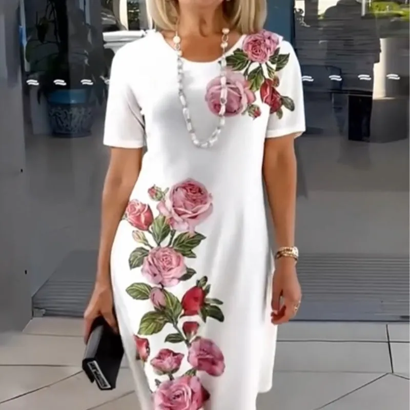 ⏳ Limited time 50% off! 💥Rose Bloom Short Sleeve Dress（The more you buy, the higher the discount）