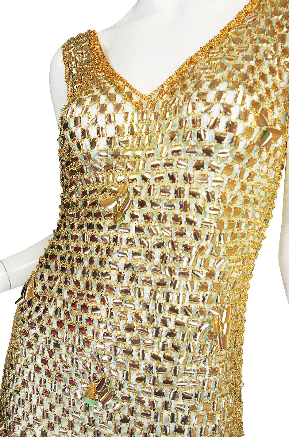 1970s Paco Rabanne Chain Mail Maxi Dress