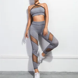2 Pcs Grey Sets Sports Bra and Leggings