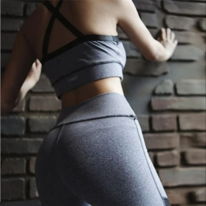 2 Pcs Grey Sets Sports Bra and Leggings