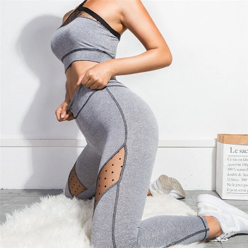 2 Pcs Grey Sets Sports Bra and Leggings