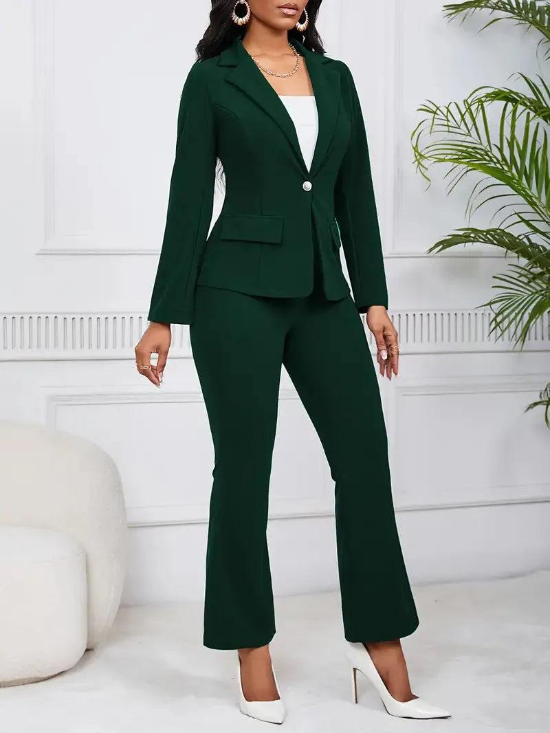 2-Piece Suit for Women: Long-Sleeve Blazer & Bootcut Pants