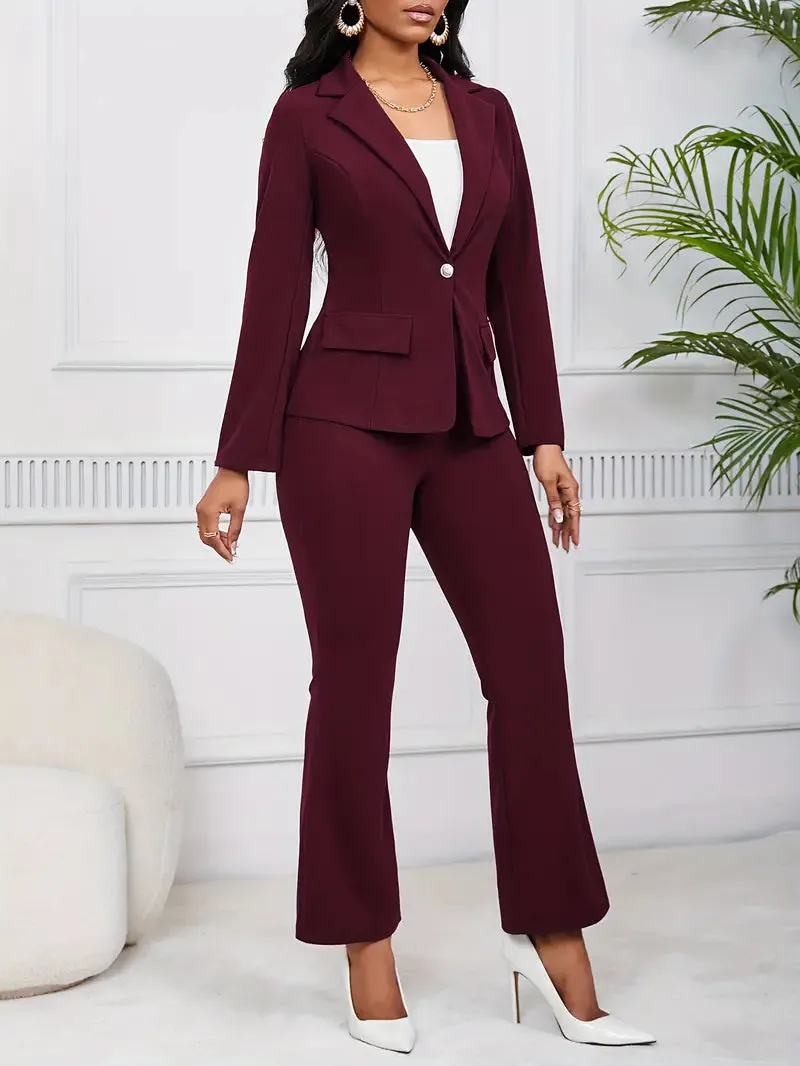 2-Piece Suit for Women: Long-Sleeve Blazer & Bootcut Pants