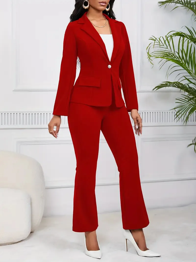 2-Piece Suit for Women: Long-Sleeve Blazer & Bootcut Pants