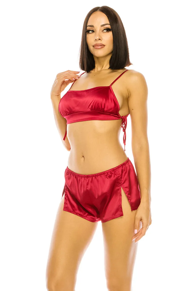 32259 6 Piece Soft, Comfortable Satin Pajama Short Set
