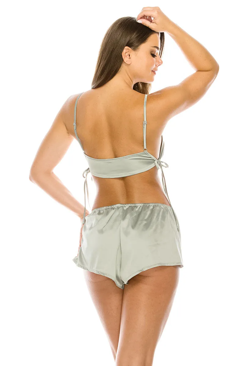 32259 6 Piece Soft, Comfortable Satin Pajama Short Set