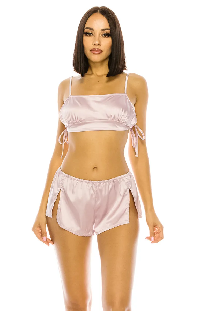 32259 6 Piece Soft, Comfortable Satin Pajama Short Set