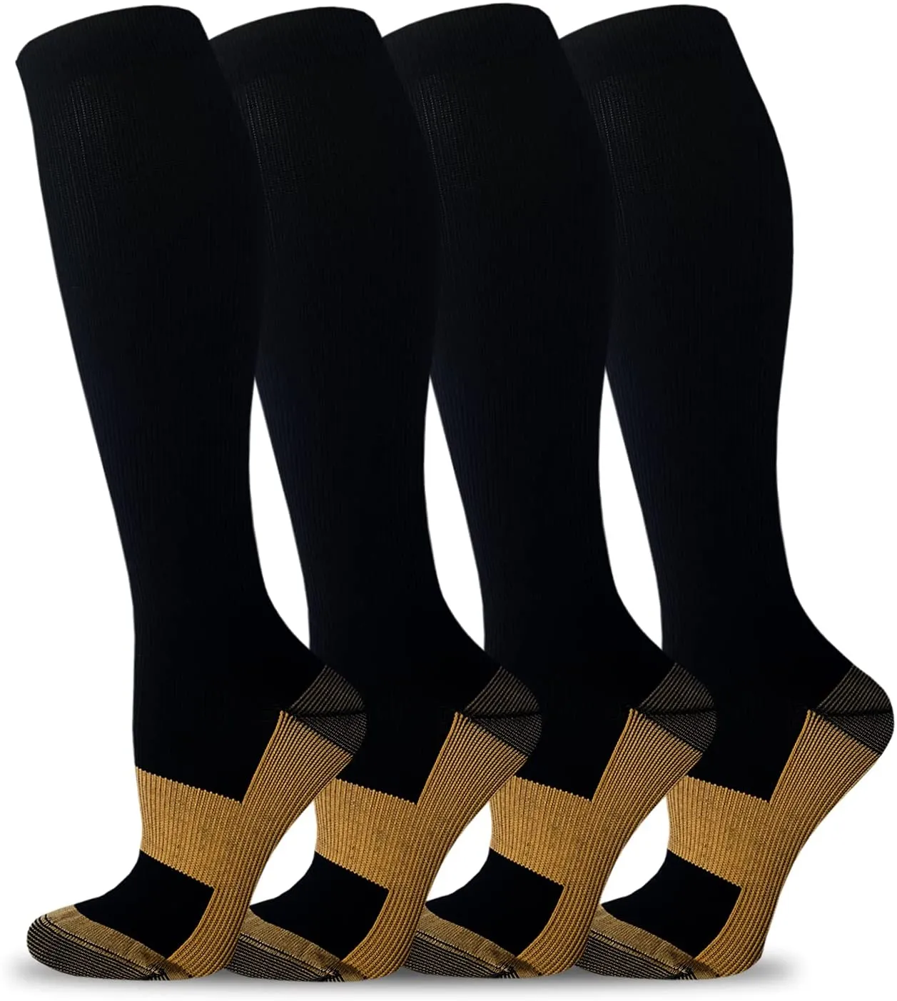 4-Pairs Copper Compression Socks for Man and Woman (15-20 mmHG）| ACTINPUT