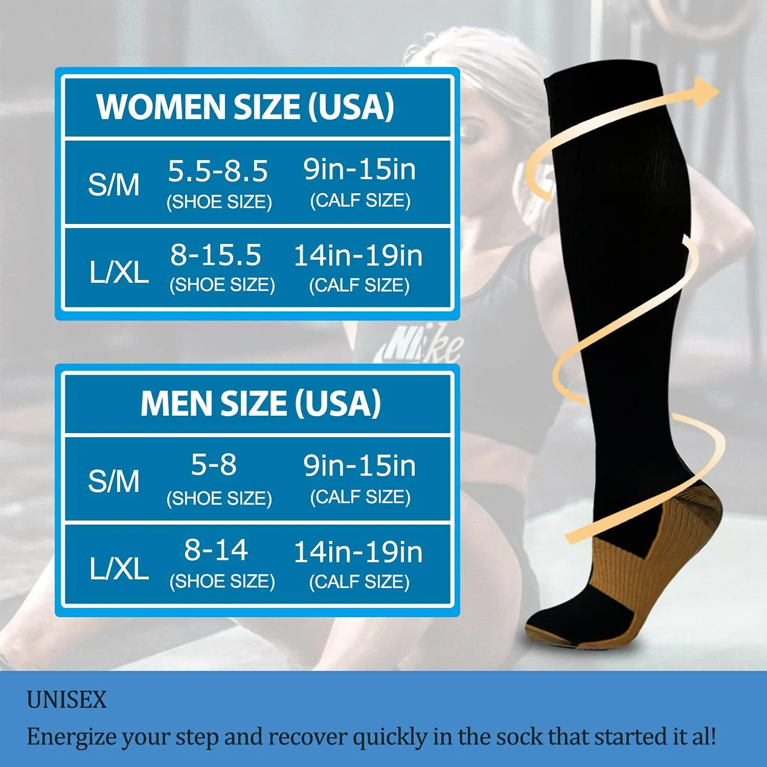4-Pairs Copper Compression Socks for Man and Woman (15-20 mmHG）| ACTINPUT