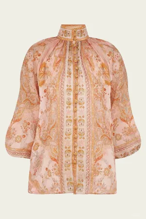 Acacia Billow Blouse in Cream Pink Multi