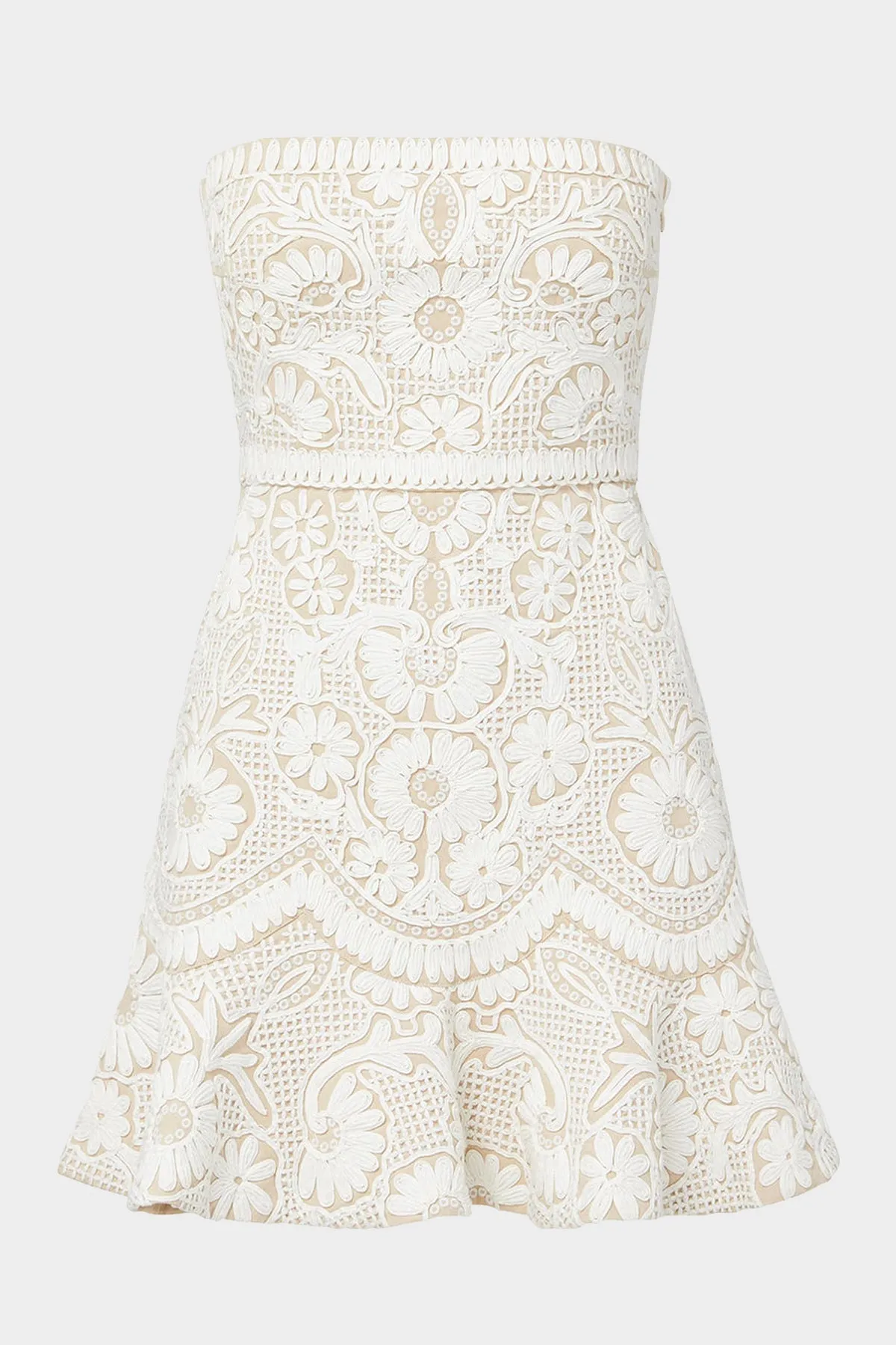 Agata Embroidered Strapless Dress in Light Pebble