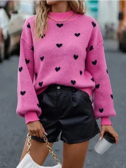 All Over Heart Sweaters