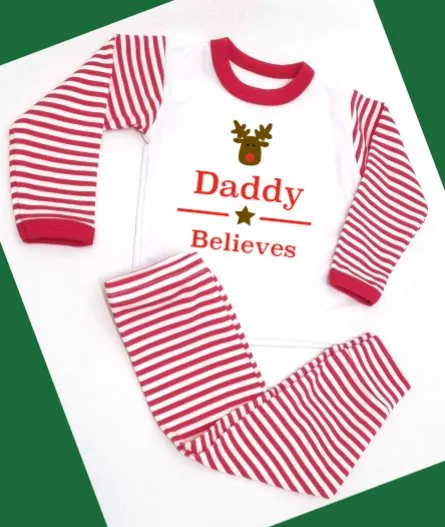 Antlers Believes Personalised Red Stripe Pyjamas