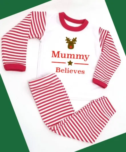 Antlers Believes Personalised Red Stripe Pyjamas