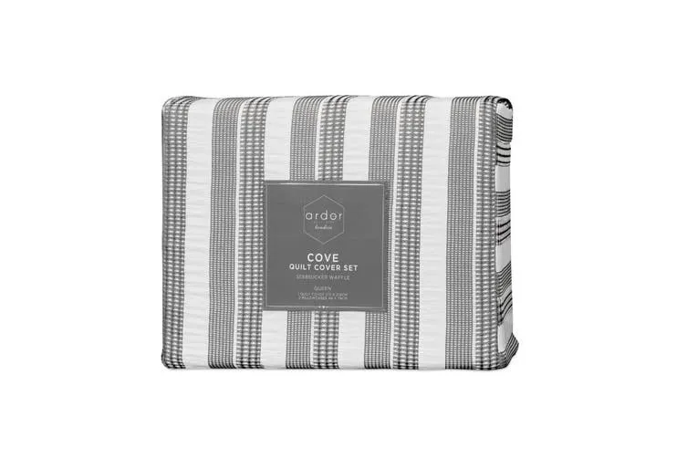 ARDOR BOUDOIR "Cove" TEXTURED CHARCOAL QUILT COVER SET