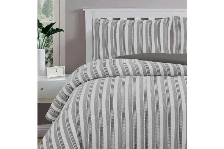 ARDOR BOUDOIR "Cove" TEXTURED CHARCOAL QUILT COVER SET