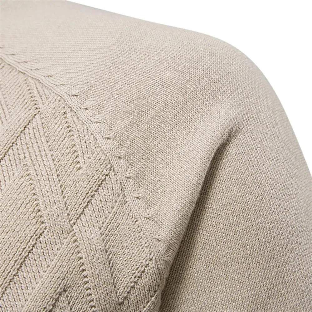 Argyle Basic Solid Color O-Neck Long Sleeve Knitted Men Sweaters