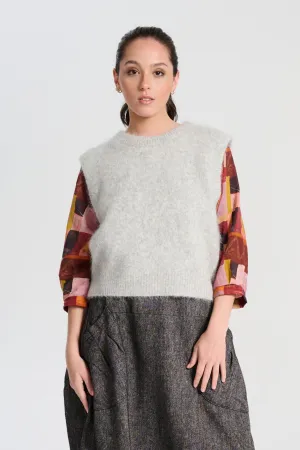 Aspen Knit Vest Light Grey in Alpaca