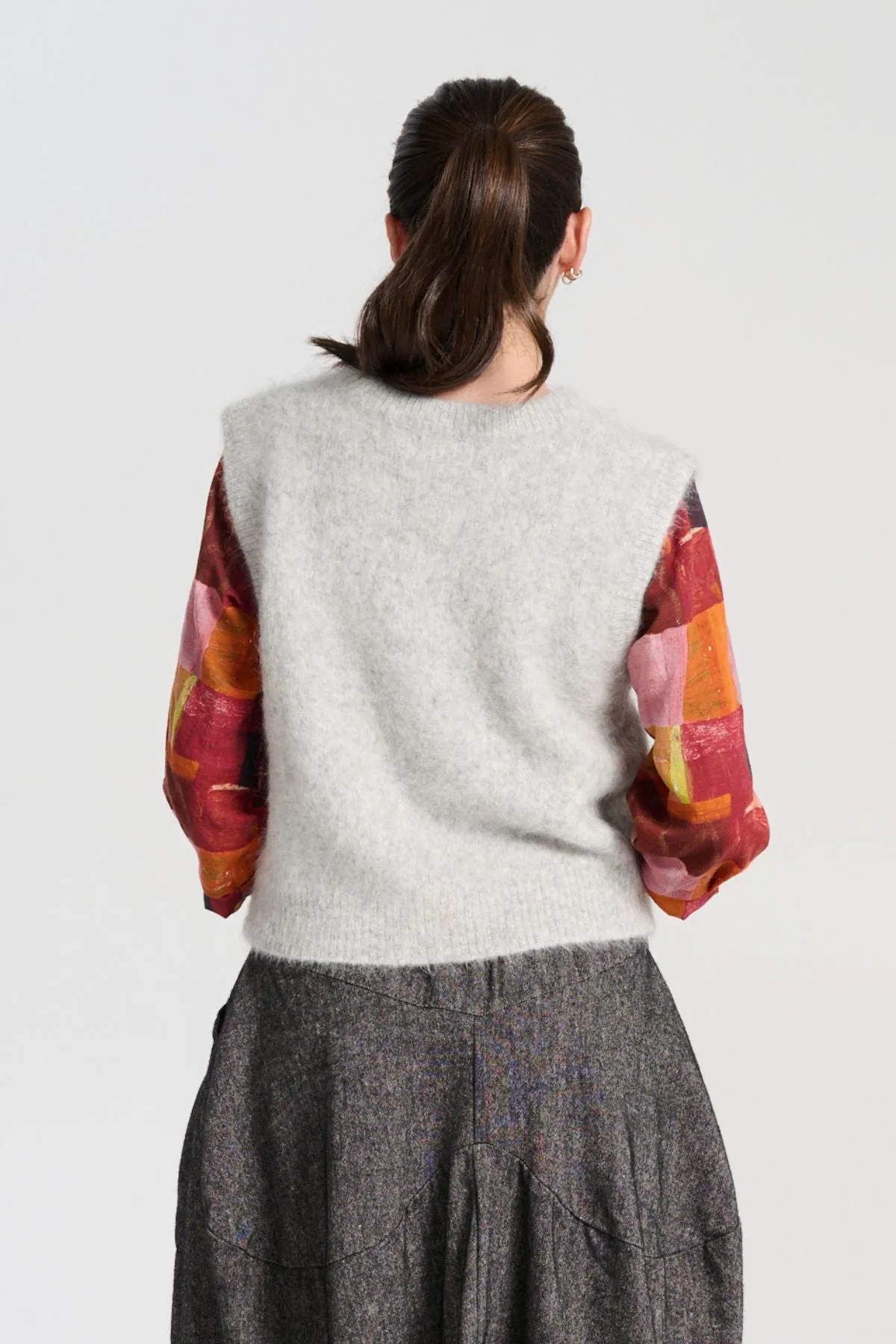 Aspen Knit Vest Light Grey in Alpaca