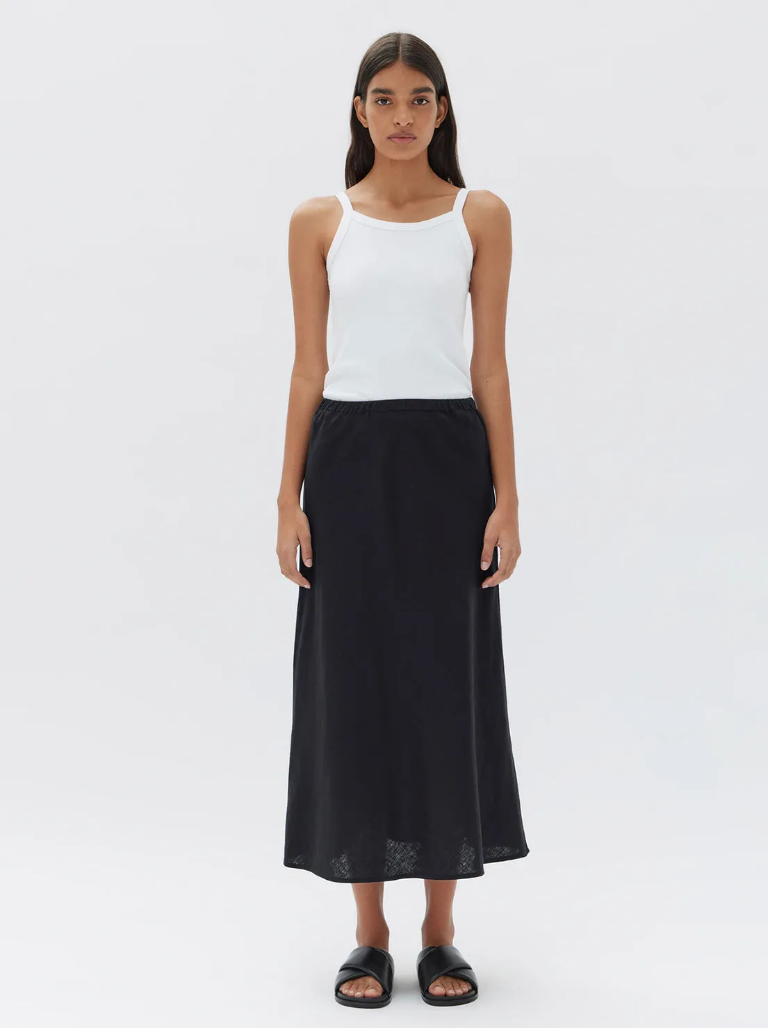 Assembly - Stella Linen Bias Skirt - Black