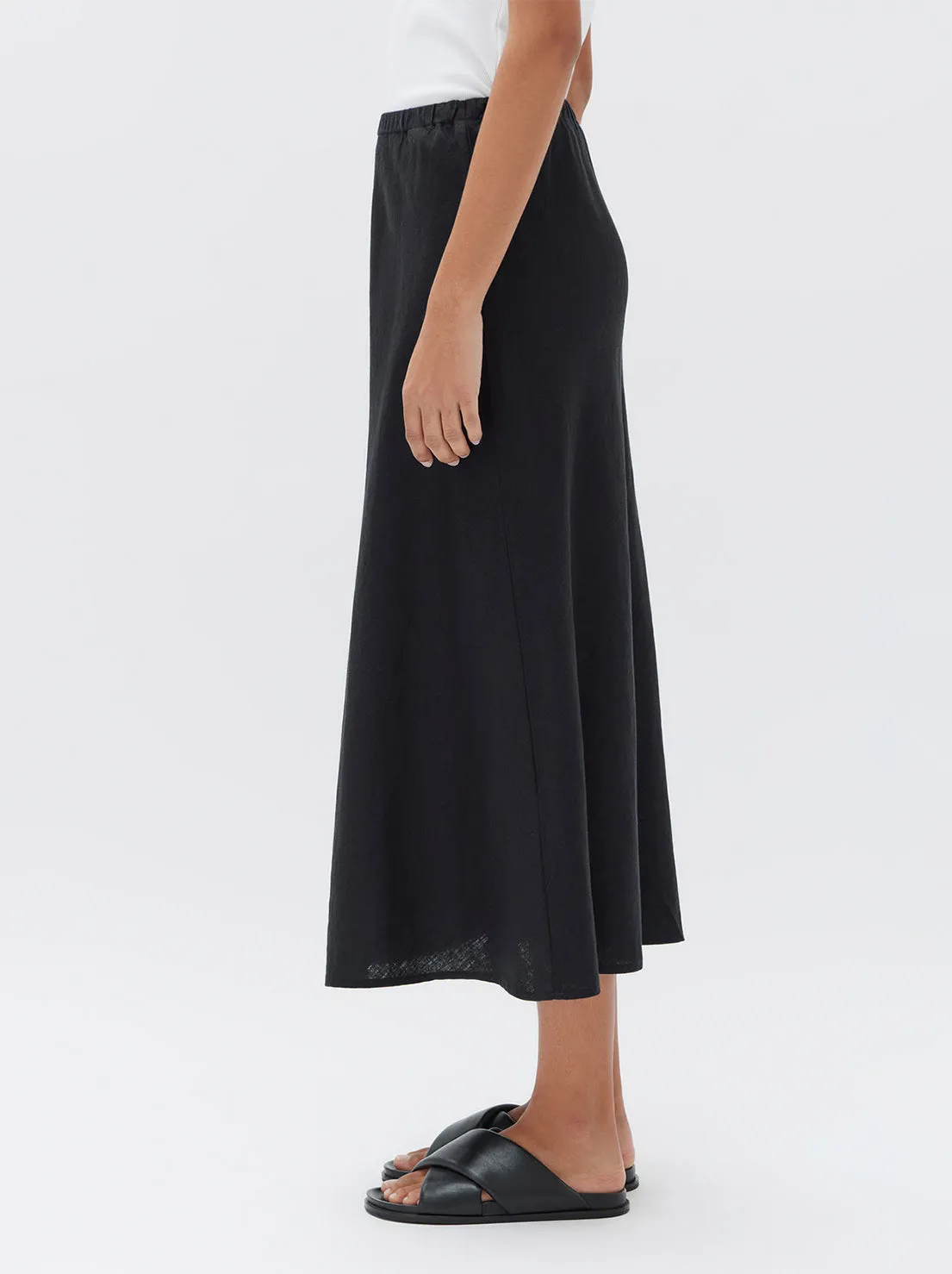 Assembly - Stella Linen Bias Skirt - Black