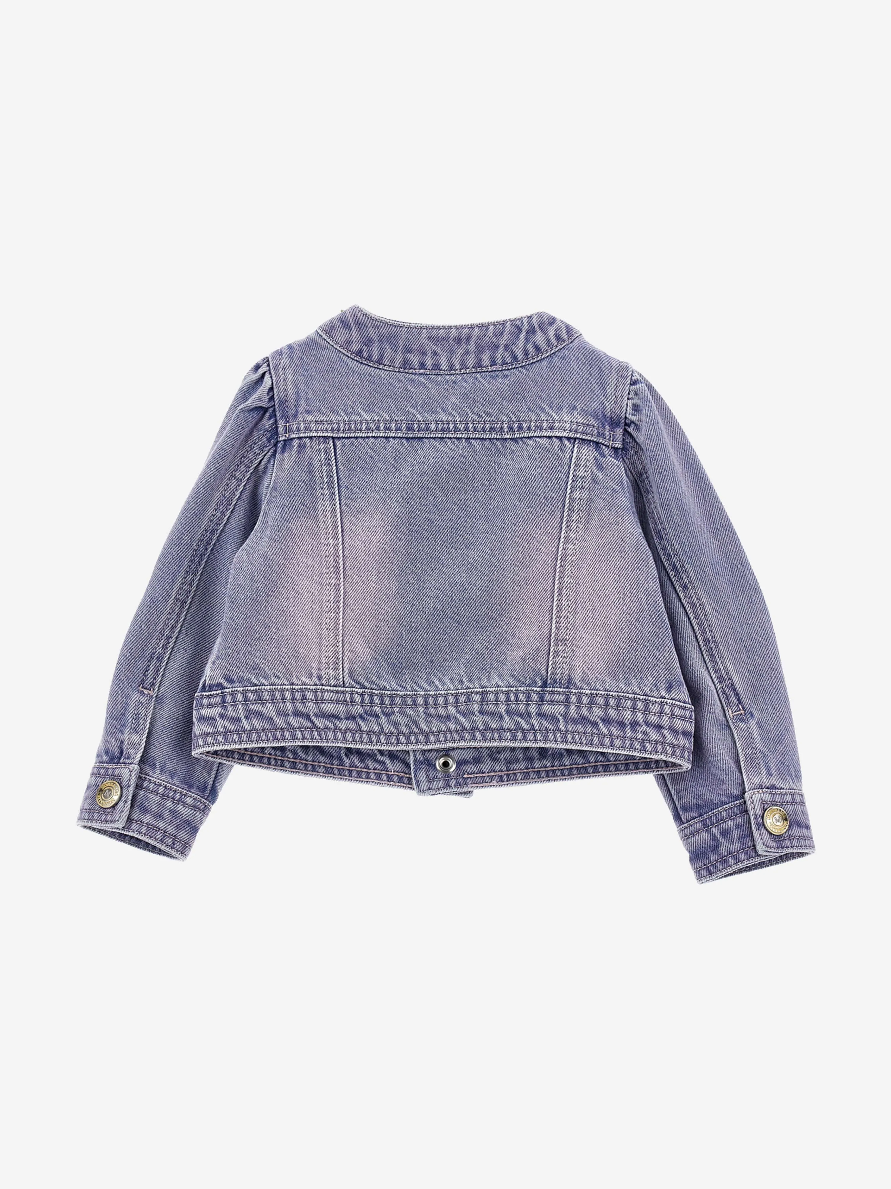 Baby Girls Rose Fleece Denim Jacket in Blue