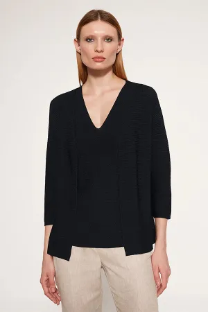 BLACK BASIC 3/4 SLEEVE CARDIGAN