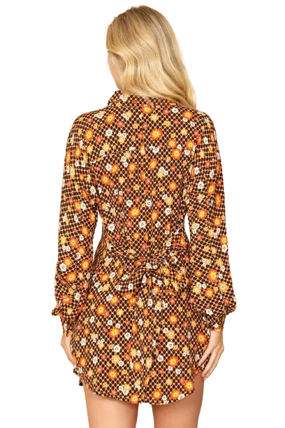 Black Honey Long Sleeve Button Down Floral Mini Dress - Pack of 5
