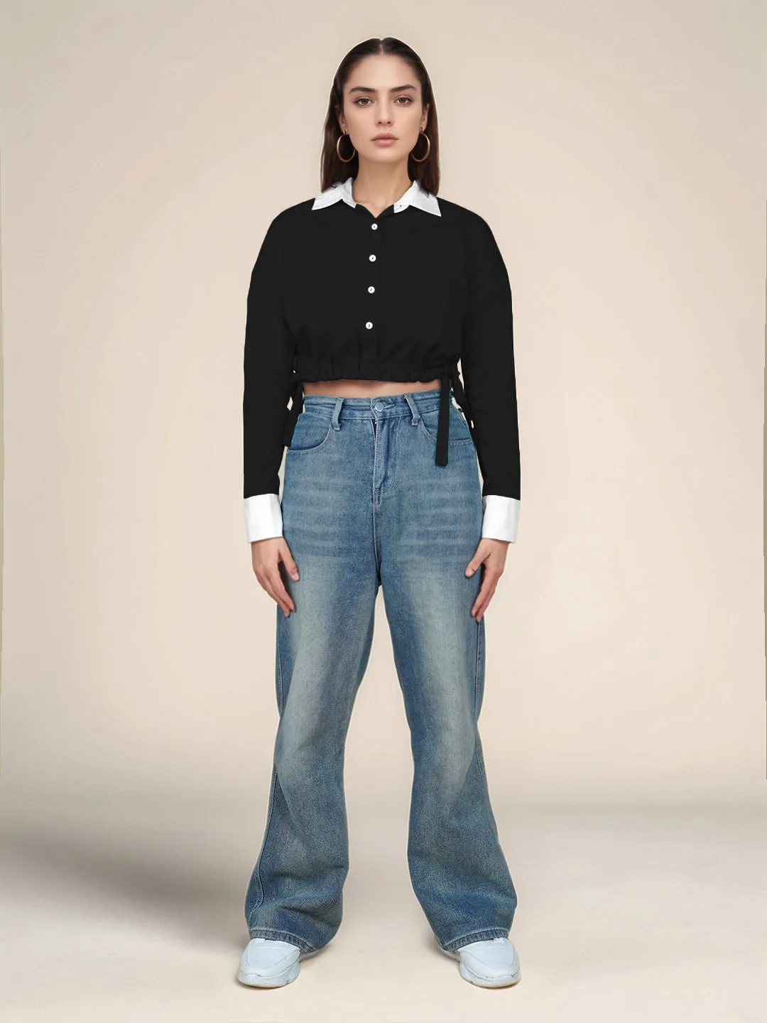 Black Solid Full Sleeves Shirt
