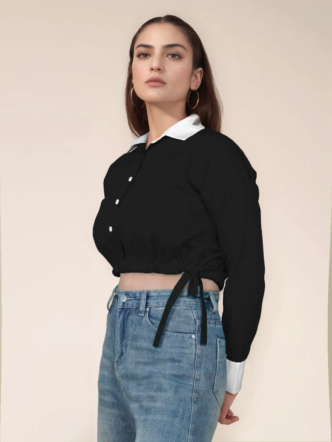 Black Solid Full Sleeves Shirt