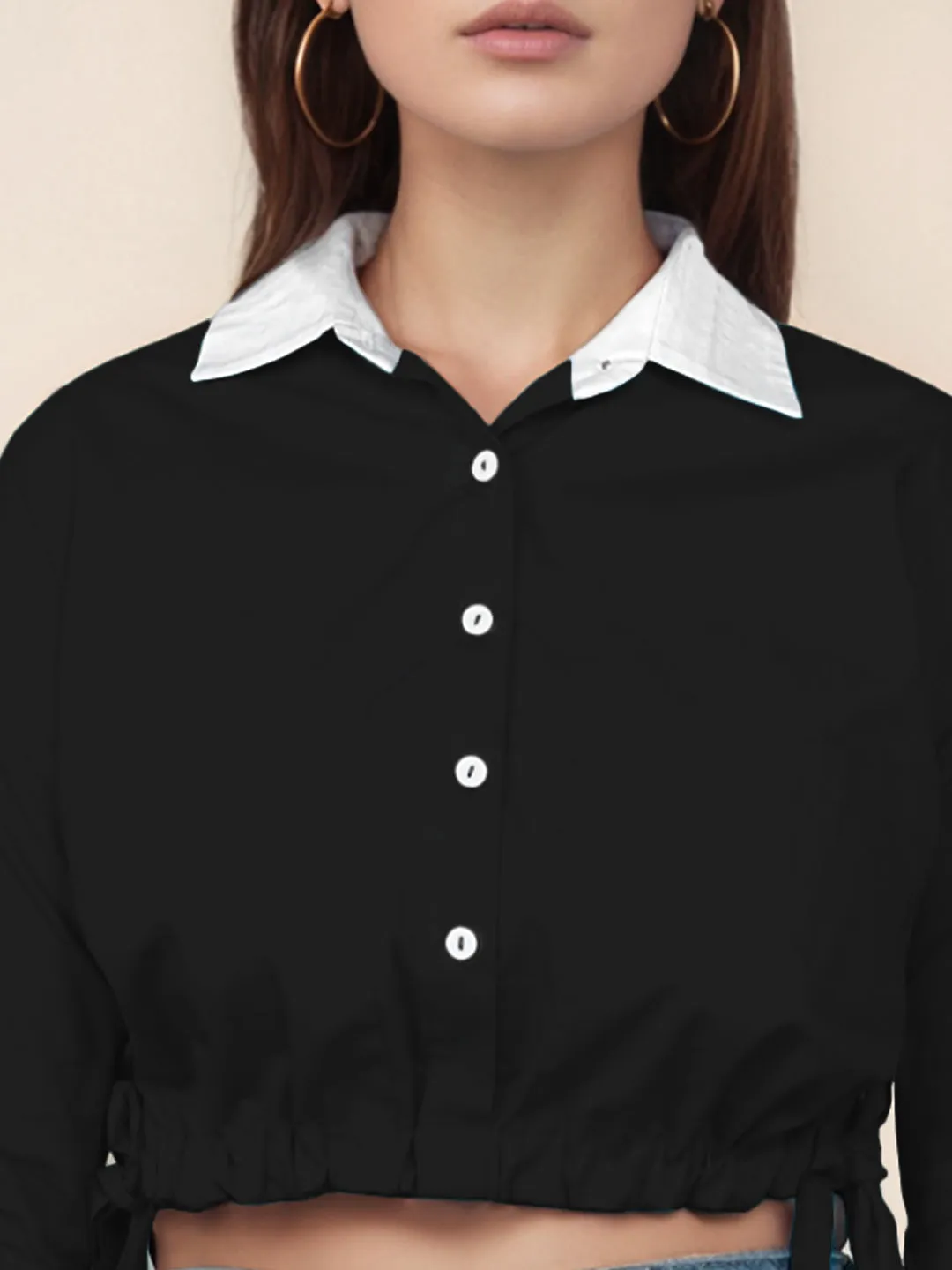 Black Solid Full Sleeves Shirt