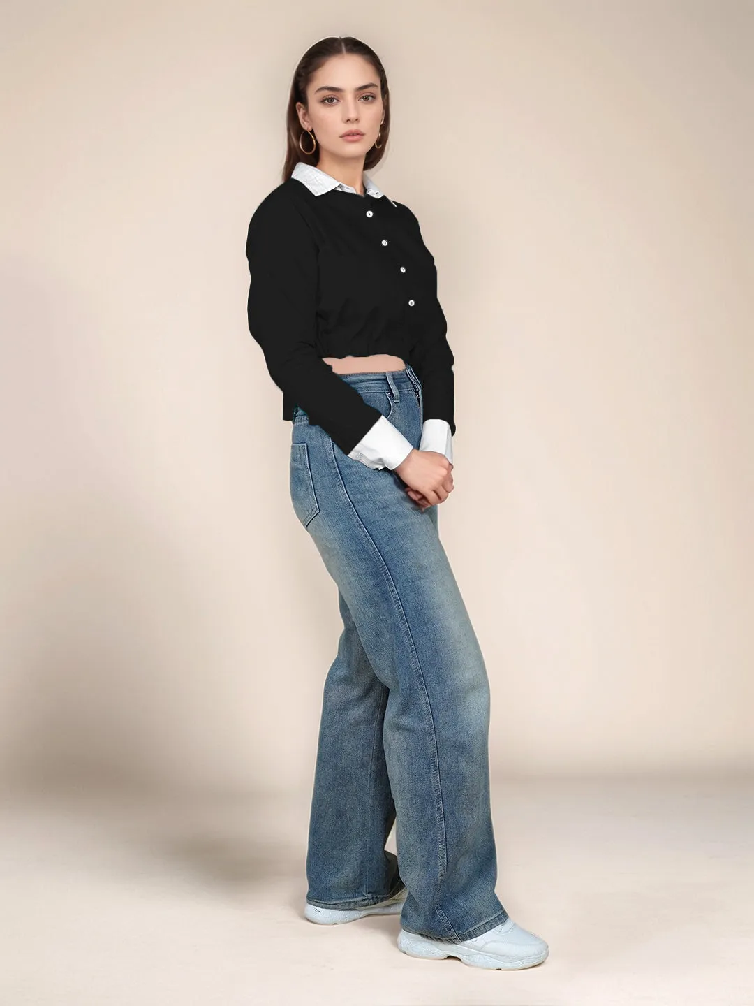 Black Solid Full Sleeves Shirt