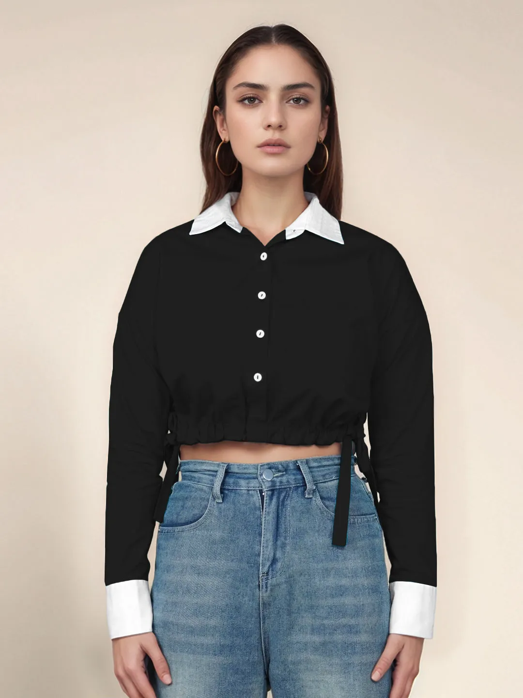 Black Solid Full Sleeves Shirt