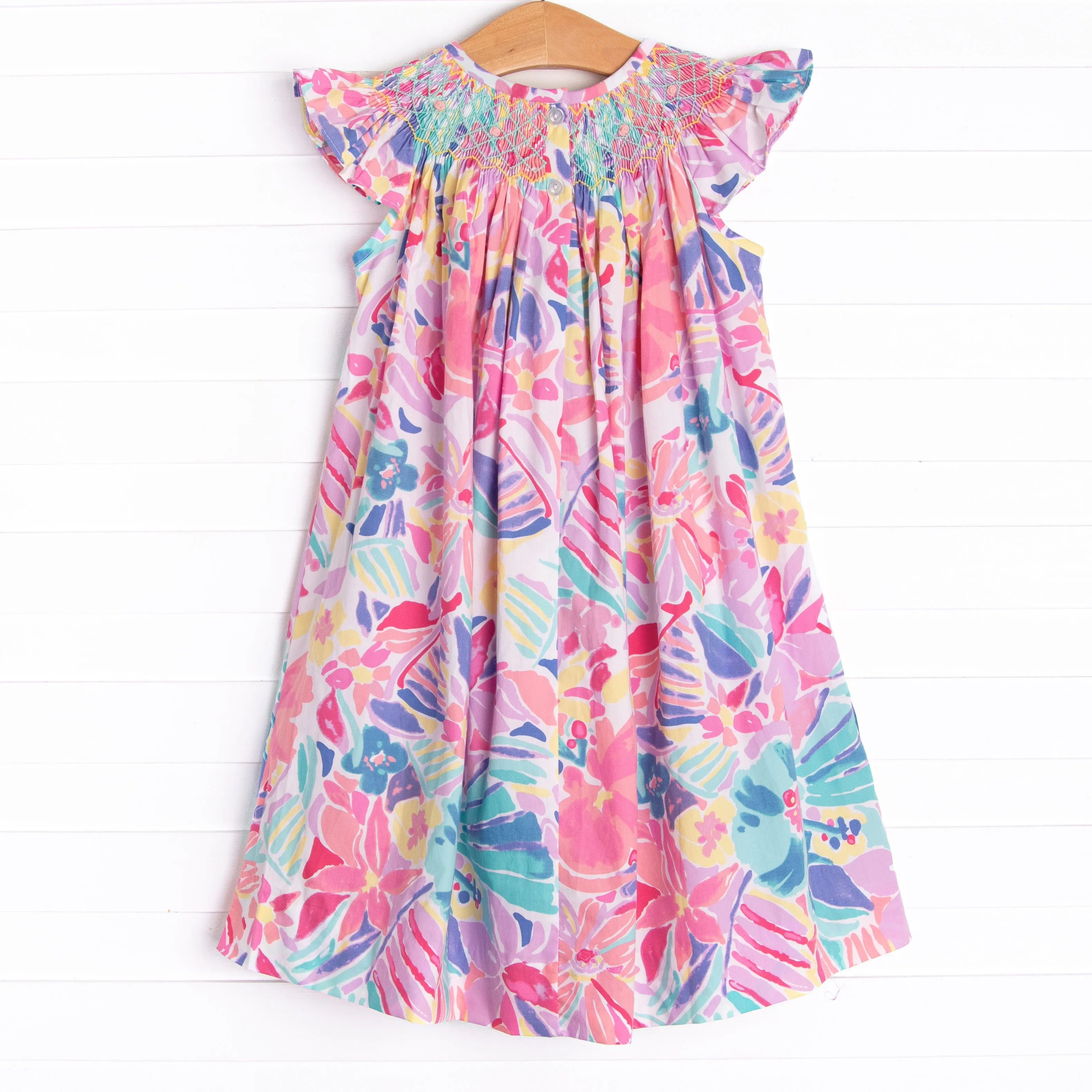 Blossom Buddies Smocked Dress, Purple
