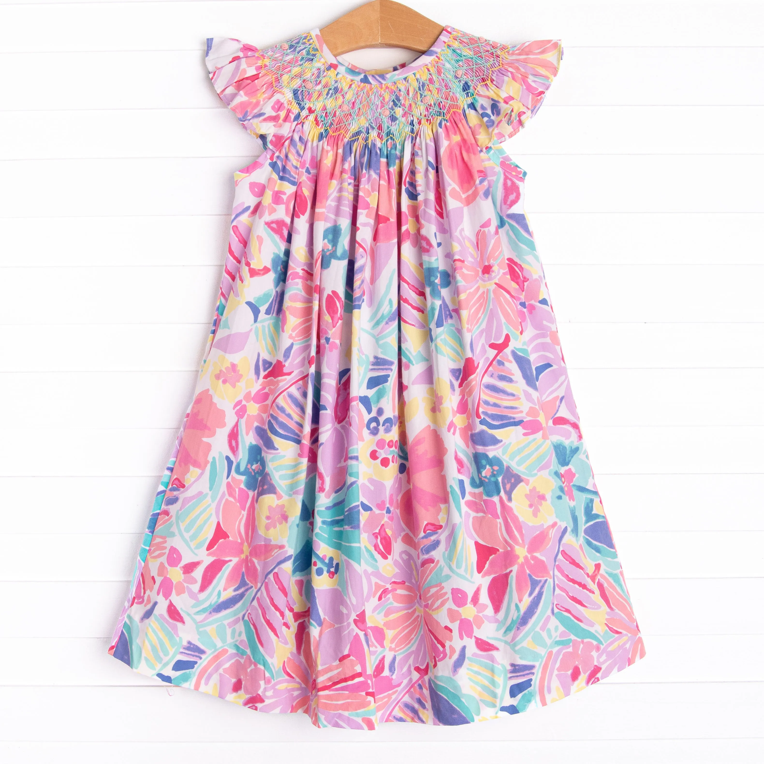 Blossom Buddies Smocked Dress, Purple