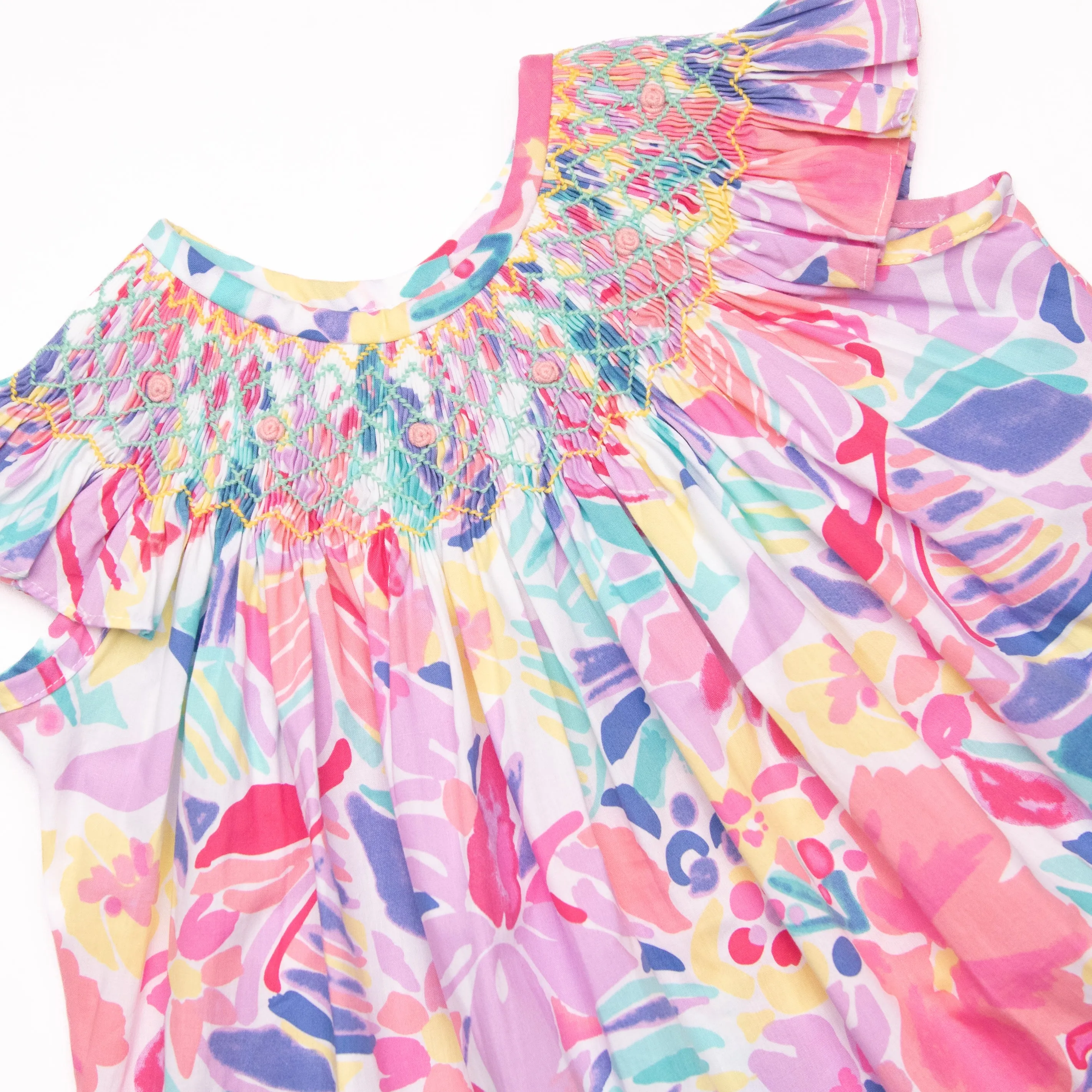 Blossom Buddies Smocked Dress, Purple