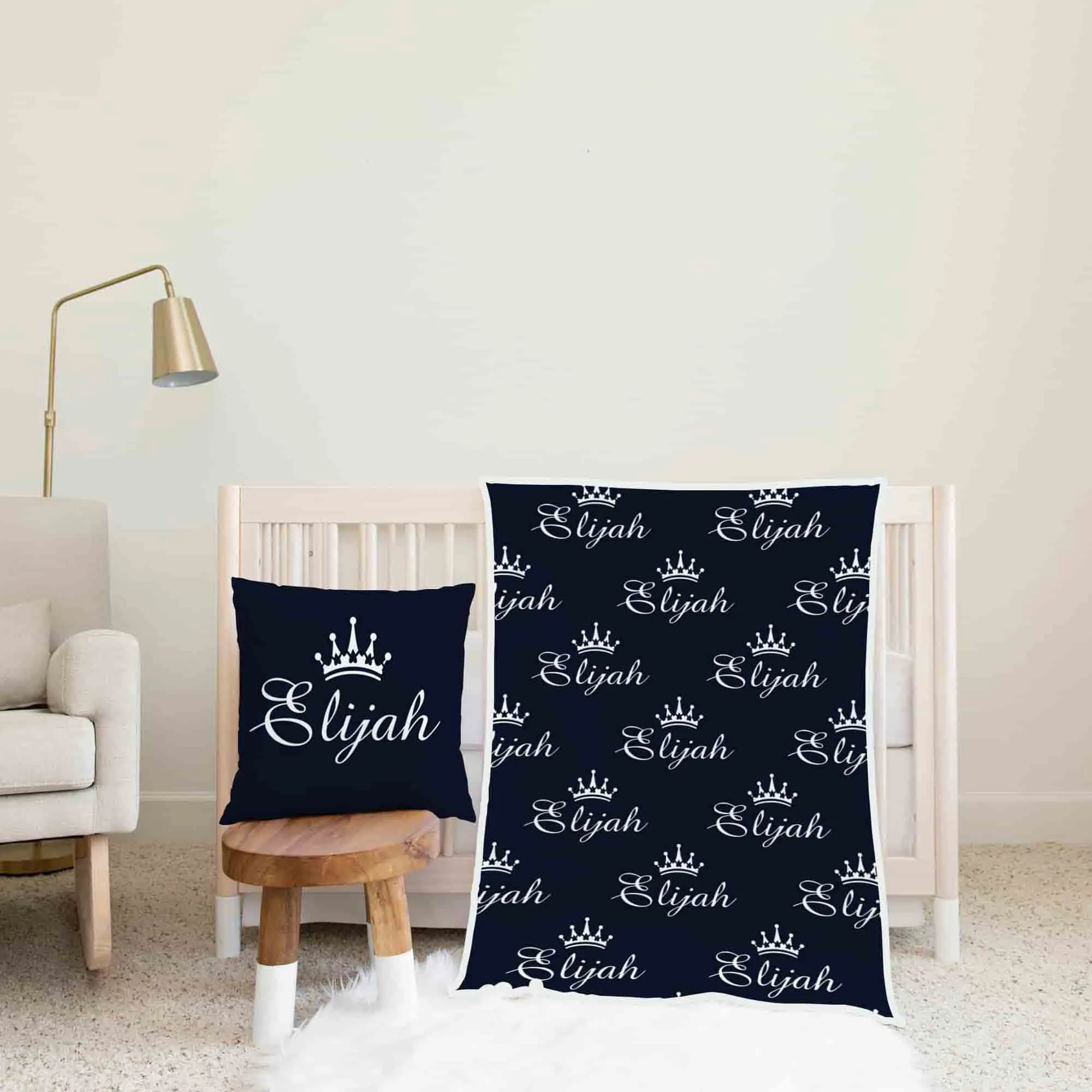Blue Themed Personalised Cot Set
