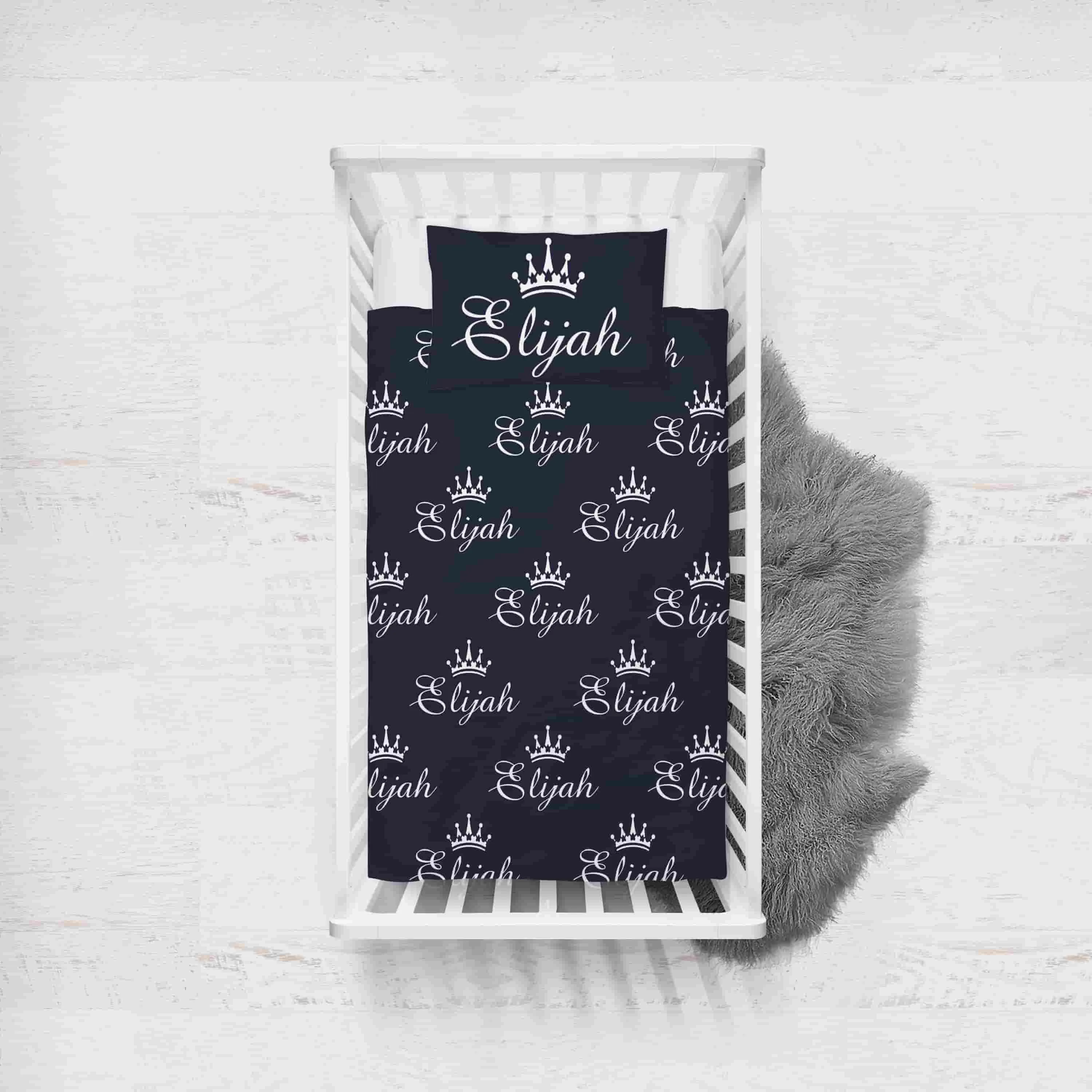 Blue Themed Personalised Cot Set