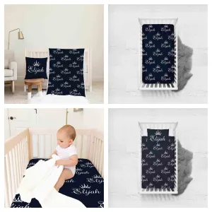 Blue Themed Personalised Cot Set
