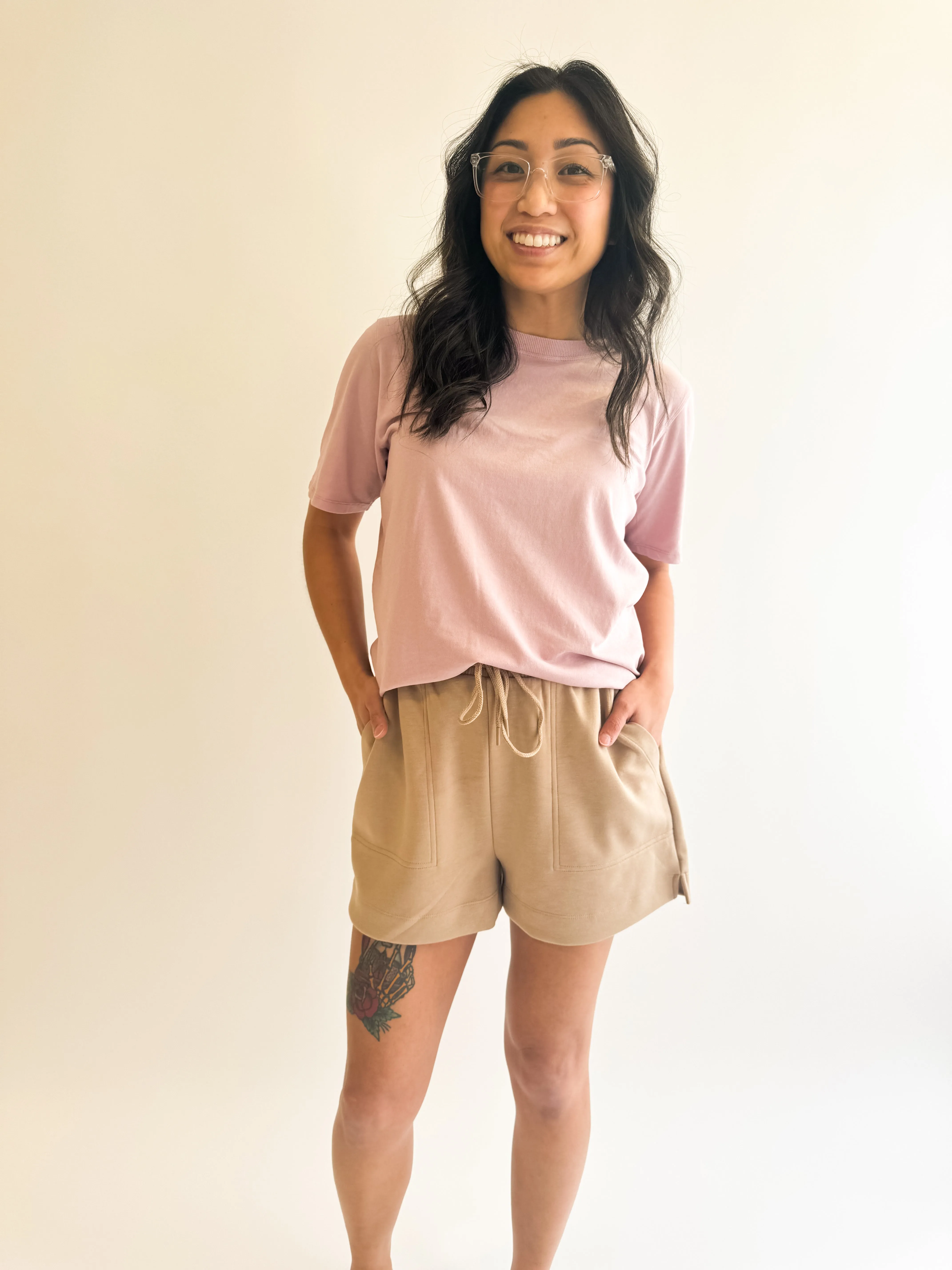 Boxy Fit Tee in Pearl Pink