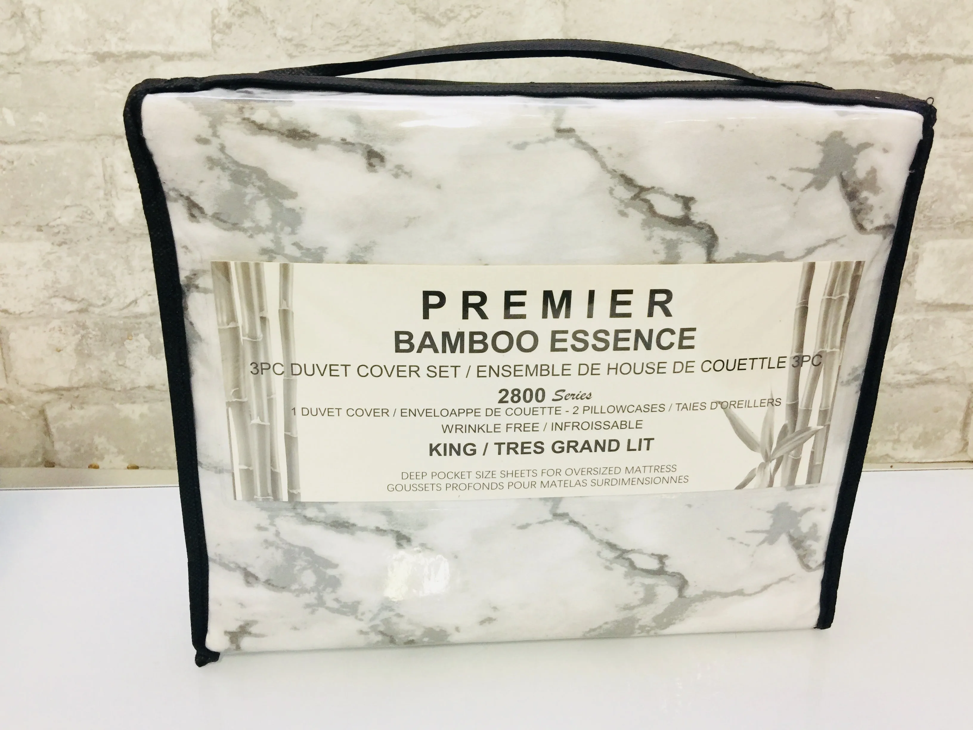 Brand new Premier Bamboo Essence 2800 Duvet Cover set, KING! Grey Marbled Print!