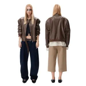 Brown Faux Leather Jacket