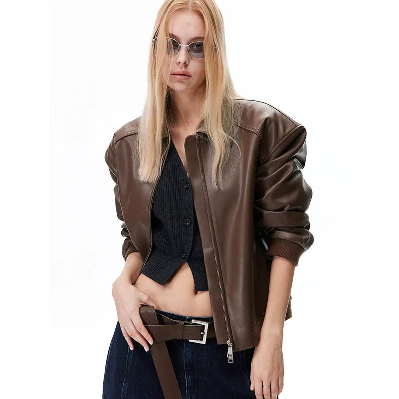 Brown Faux Leather Jacket