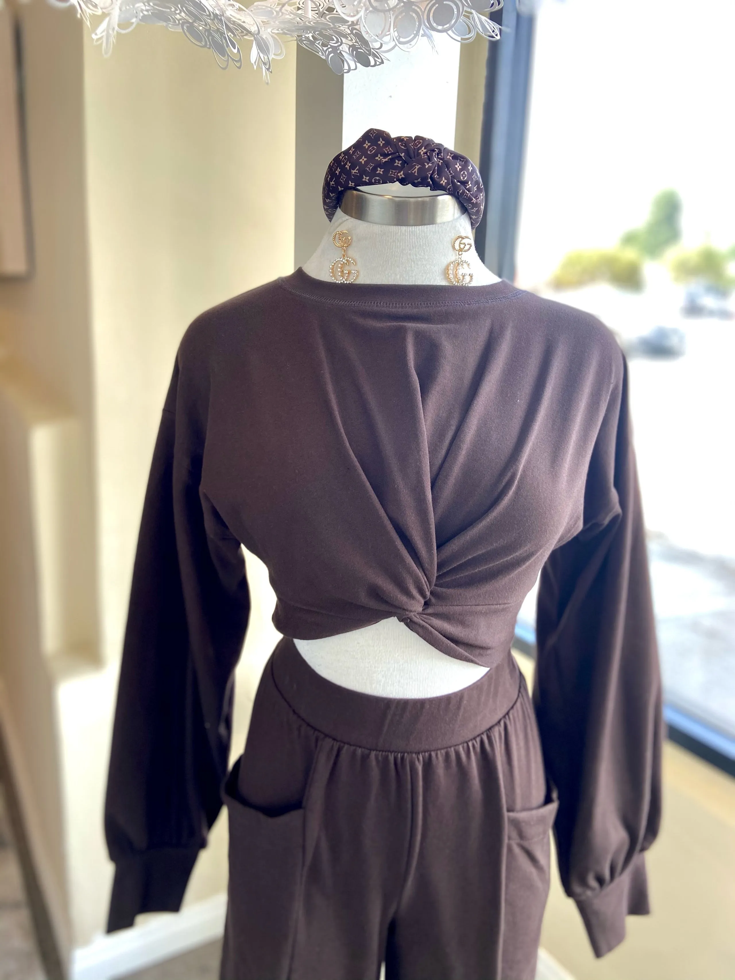 Brown Sweatpants Set
