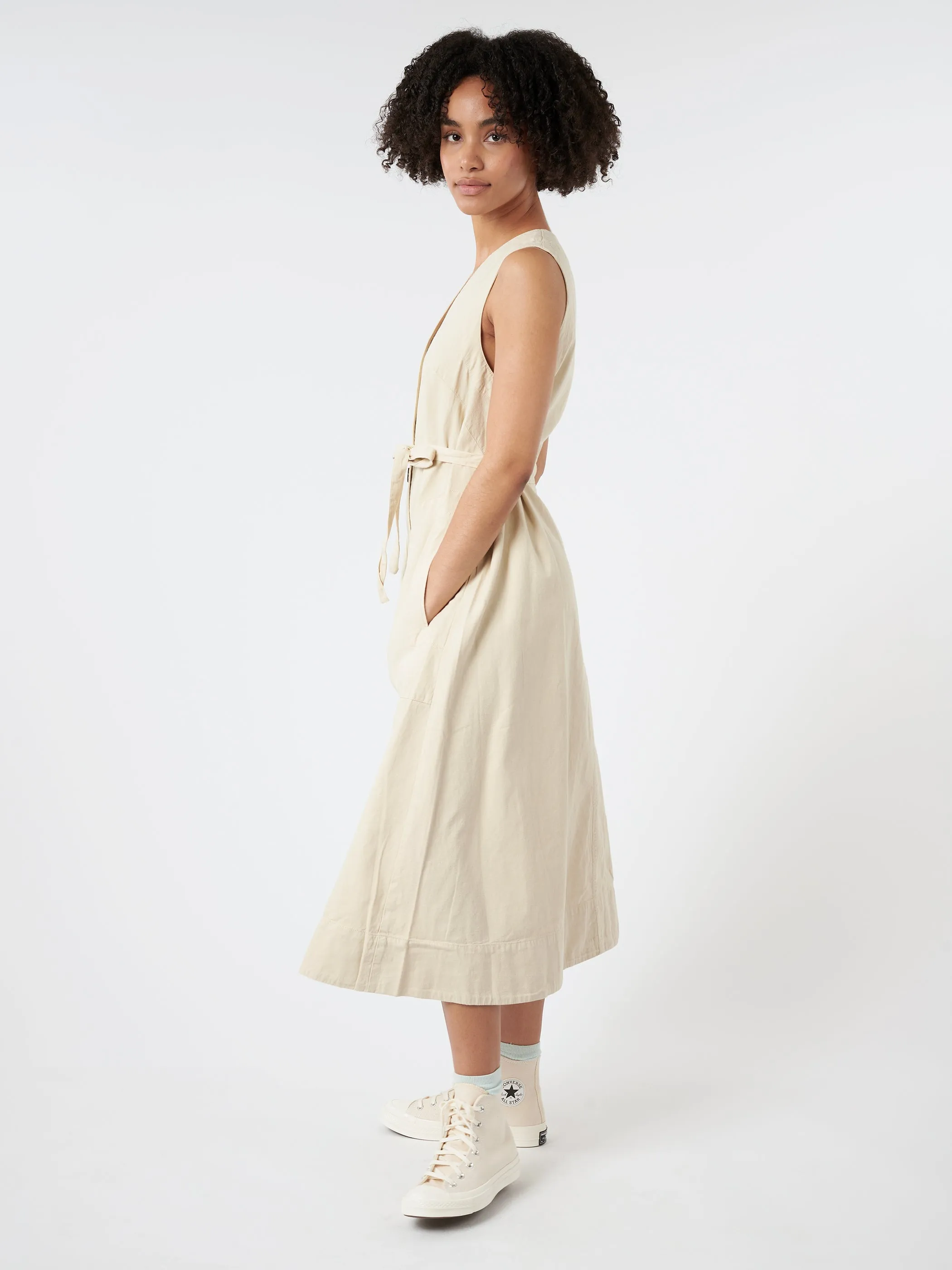 Buttoned Canvas Dress