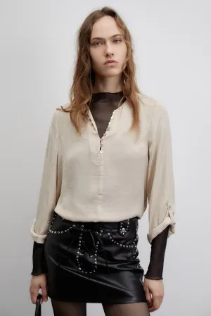 Buttons loose-fit blouse - Beige