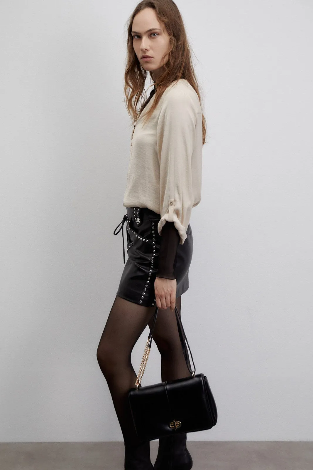 Buttons loose-fit blouse - Beige