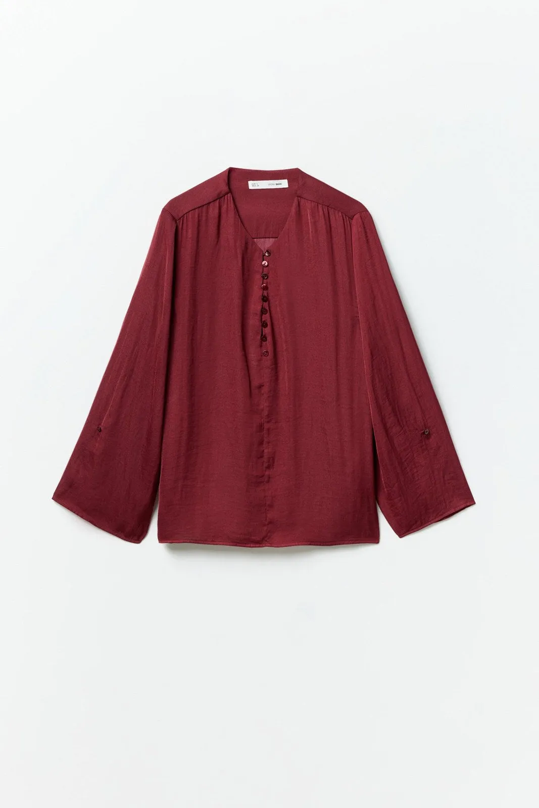 Buttons loose-fit blouse - Burgundy