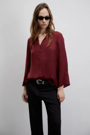 Buttons loose-fit blouse - Burgundy