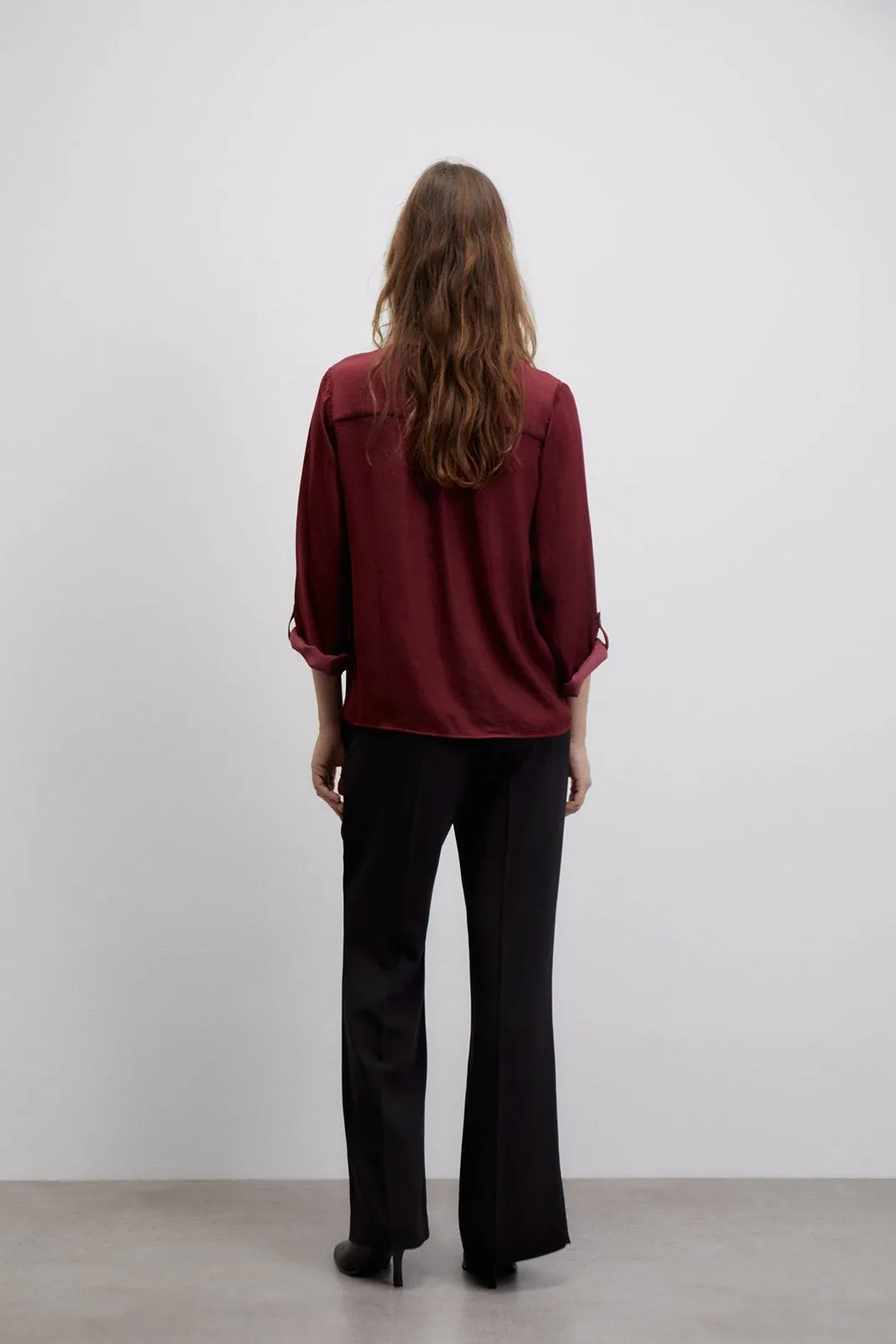 Buttons loose-fit blouse - Burgundy